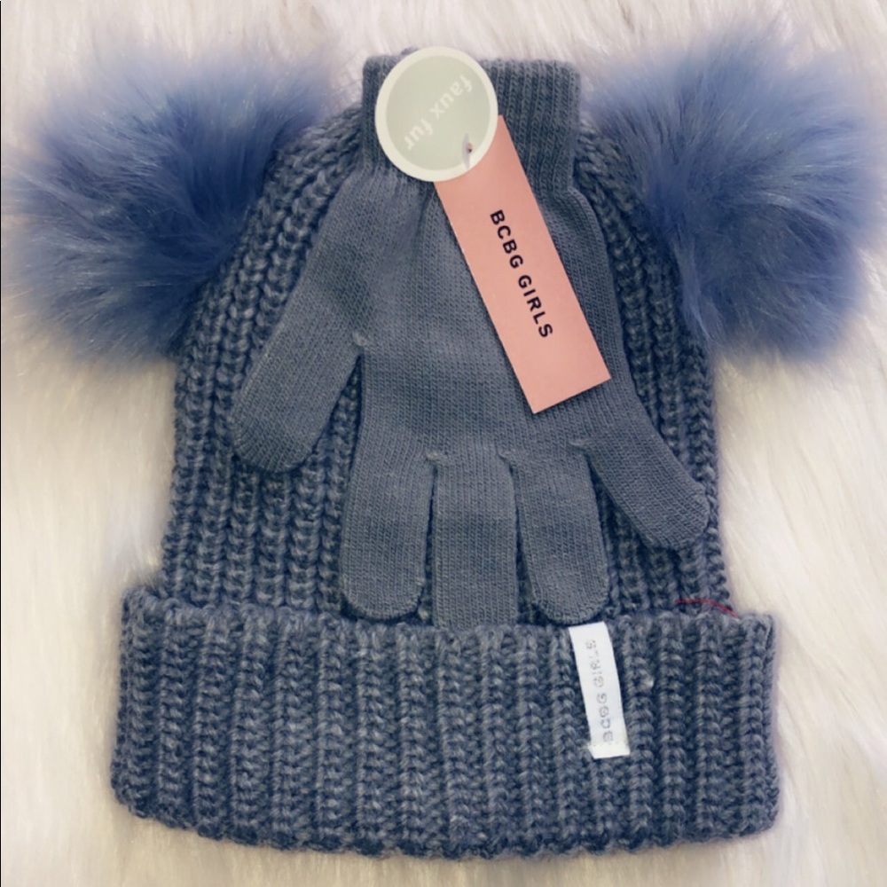 BCBG Girls Pom Pom hat and gloves